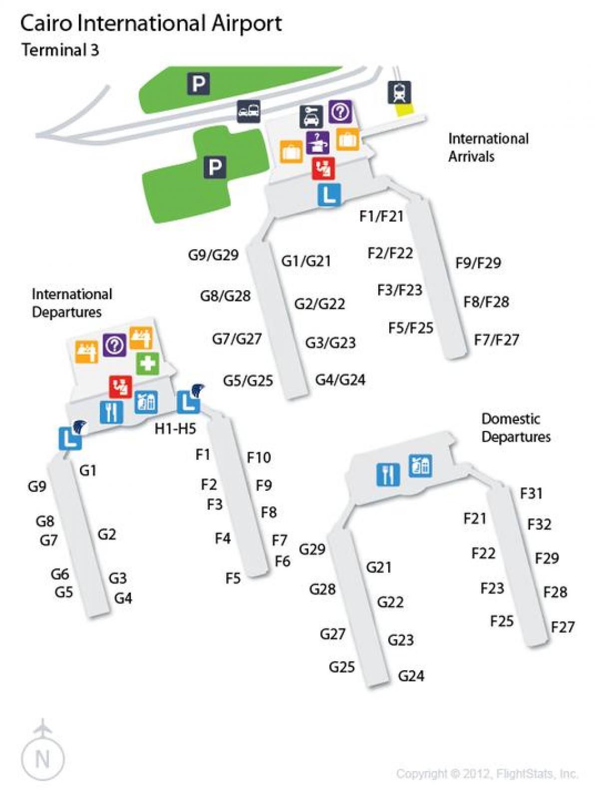Kairon lentokenttä terminaali kartta - Kartta kairo lentokenttä terminaali  (Egypti)
